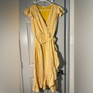 LC Lauren Conrad Yellow Asymmetrical Wrap Sundress